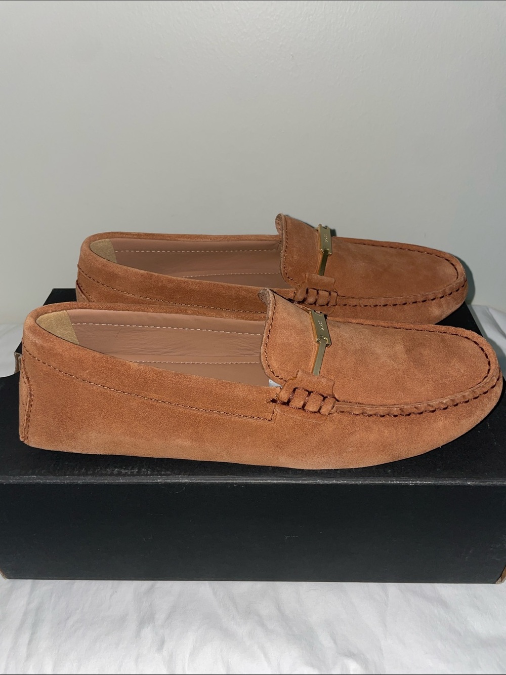 Boss Suede Roxanne Drivers in Rust/copper with Gold Hardware. Never worn.